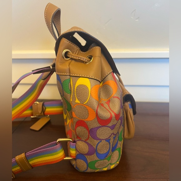 Coach Pennie Backpack 22 In Rainbow Signature Canvas - Picture 5 of 9